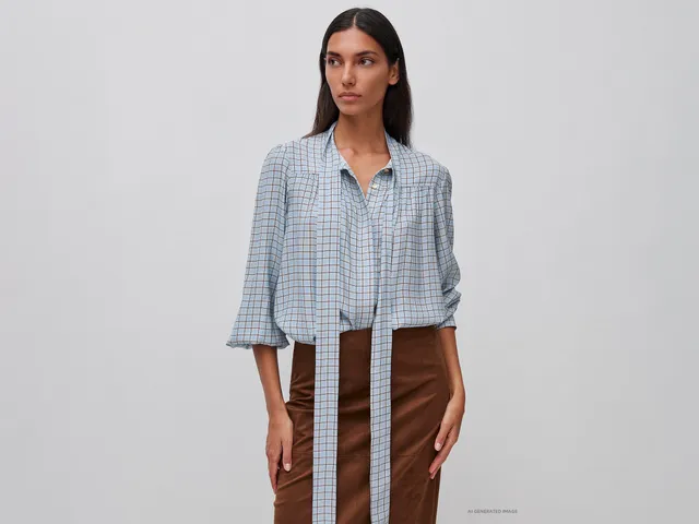 United Colors of Benetton camicia vichy viscosa con fiocco