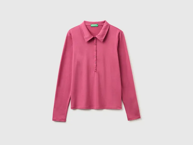 United Colors of Benetton polo jersey leggero viscosa manica lunga