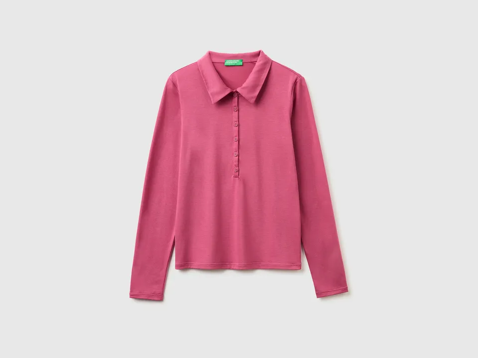 United Colors of Benetton polo jersey leggero viscosa manica lunga