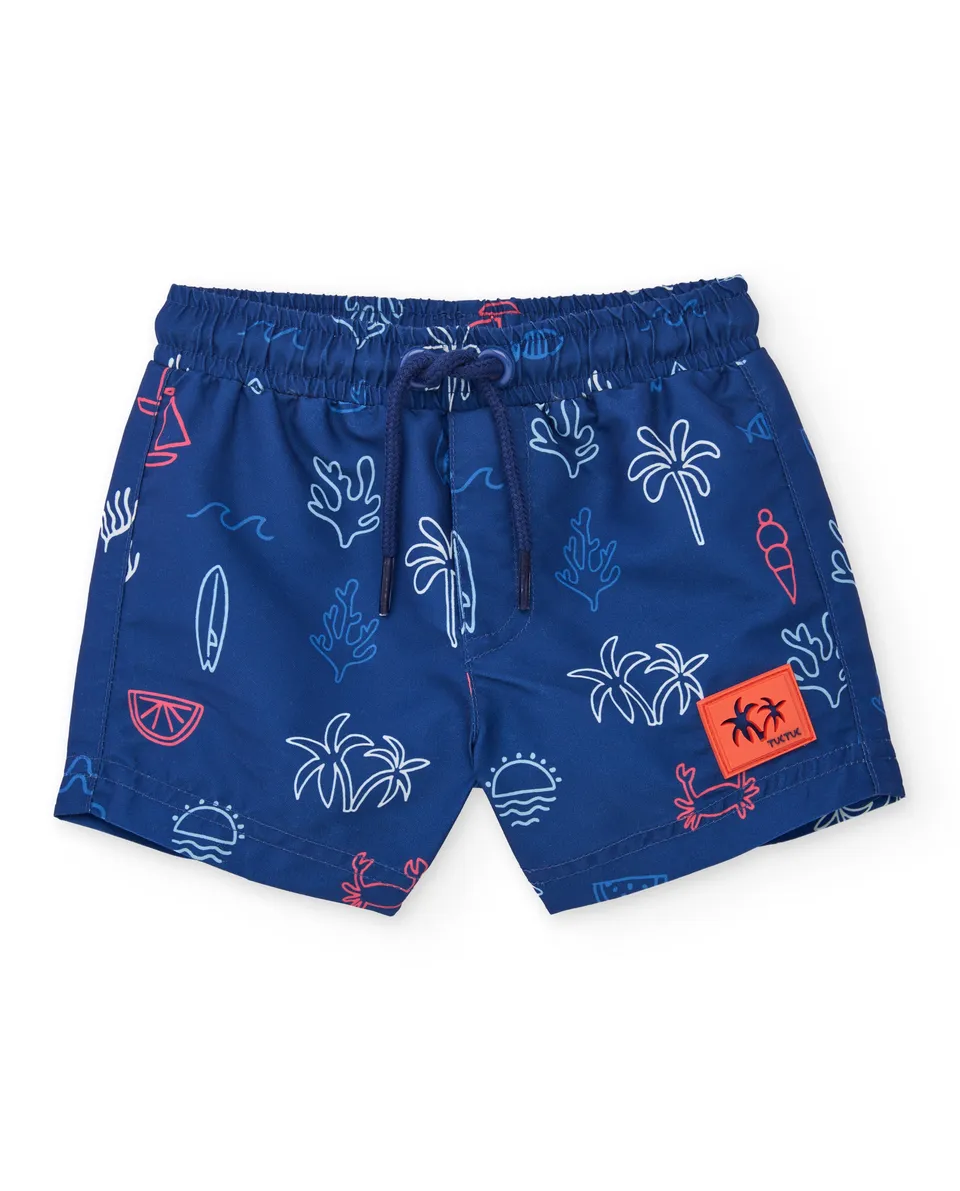 TucTuc Costumi Da Bagno boxer bambino navy stampa mare