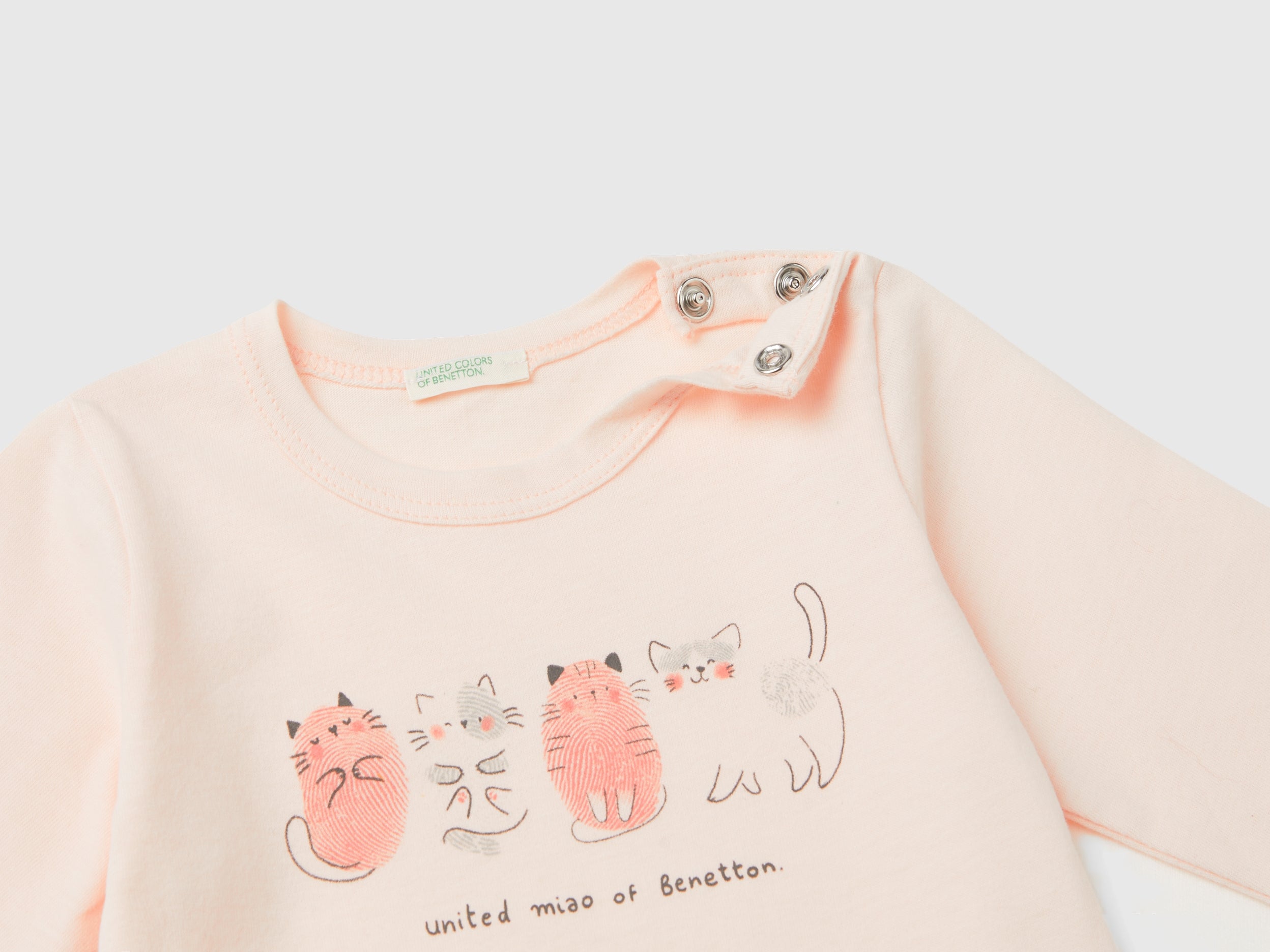 United Colors of Benetton T-shirt cotone biologico manica lunga stampa animali