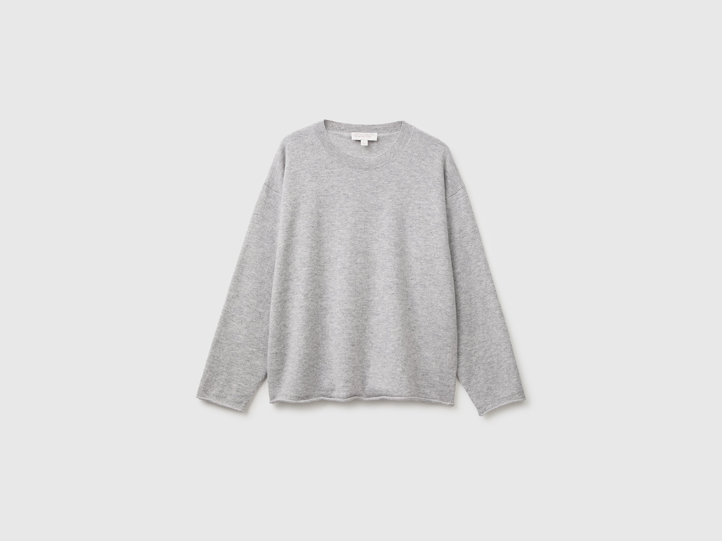 Benetton maglione girocollo misto lana cashmere manica lunga