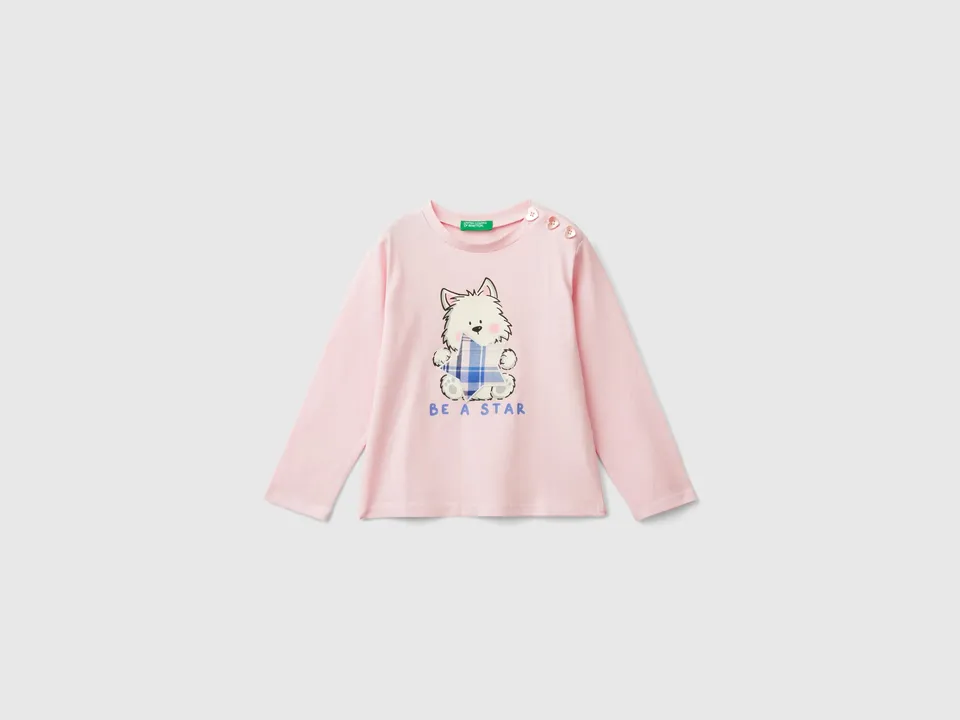 United Colors of Benetton T-Shirt Bimbo Cotone Stampa Animalier