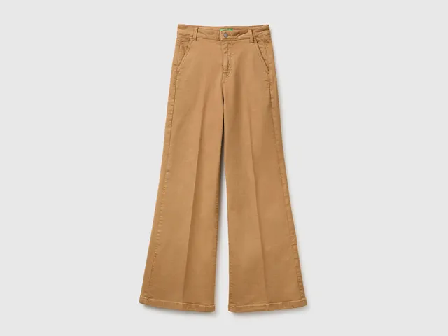 United Colors of Benetton Wide Leg Pantaloni Cotone Gamba Larga