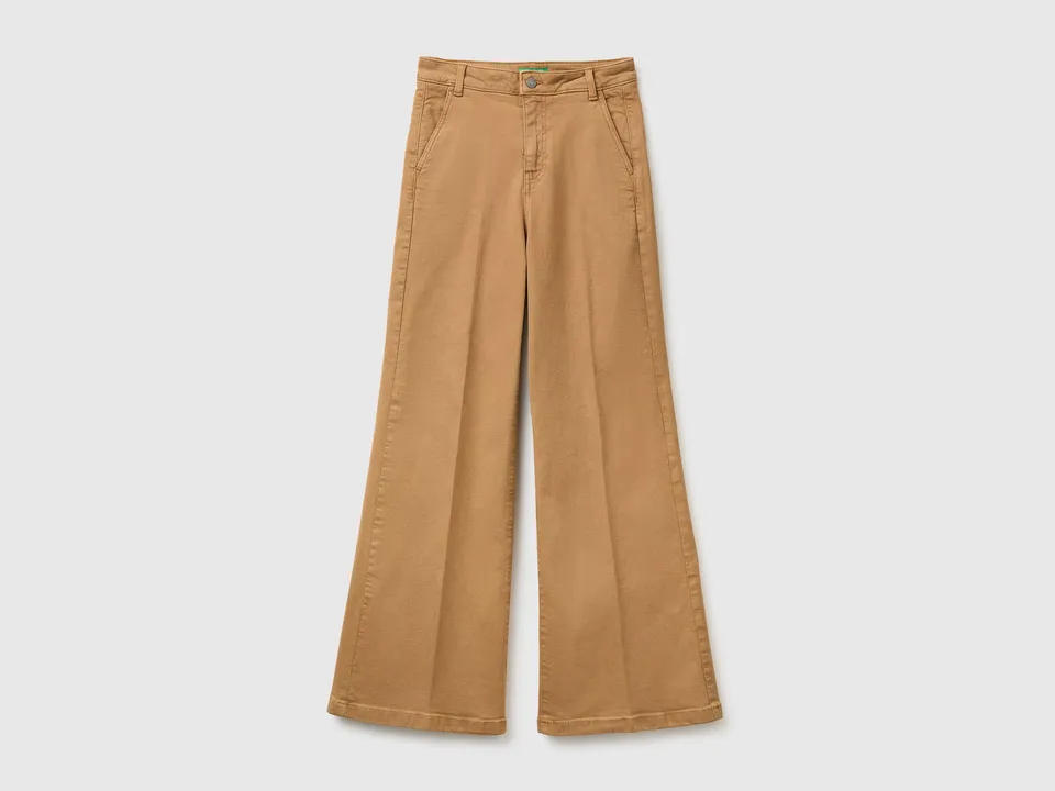 United Colors of Benetton Wide Leg Pantaloni Cotone Gamba Larga