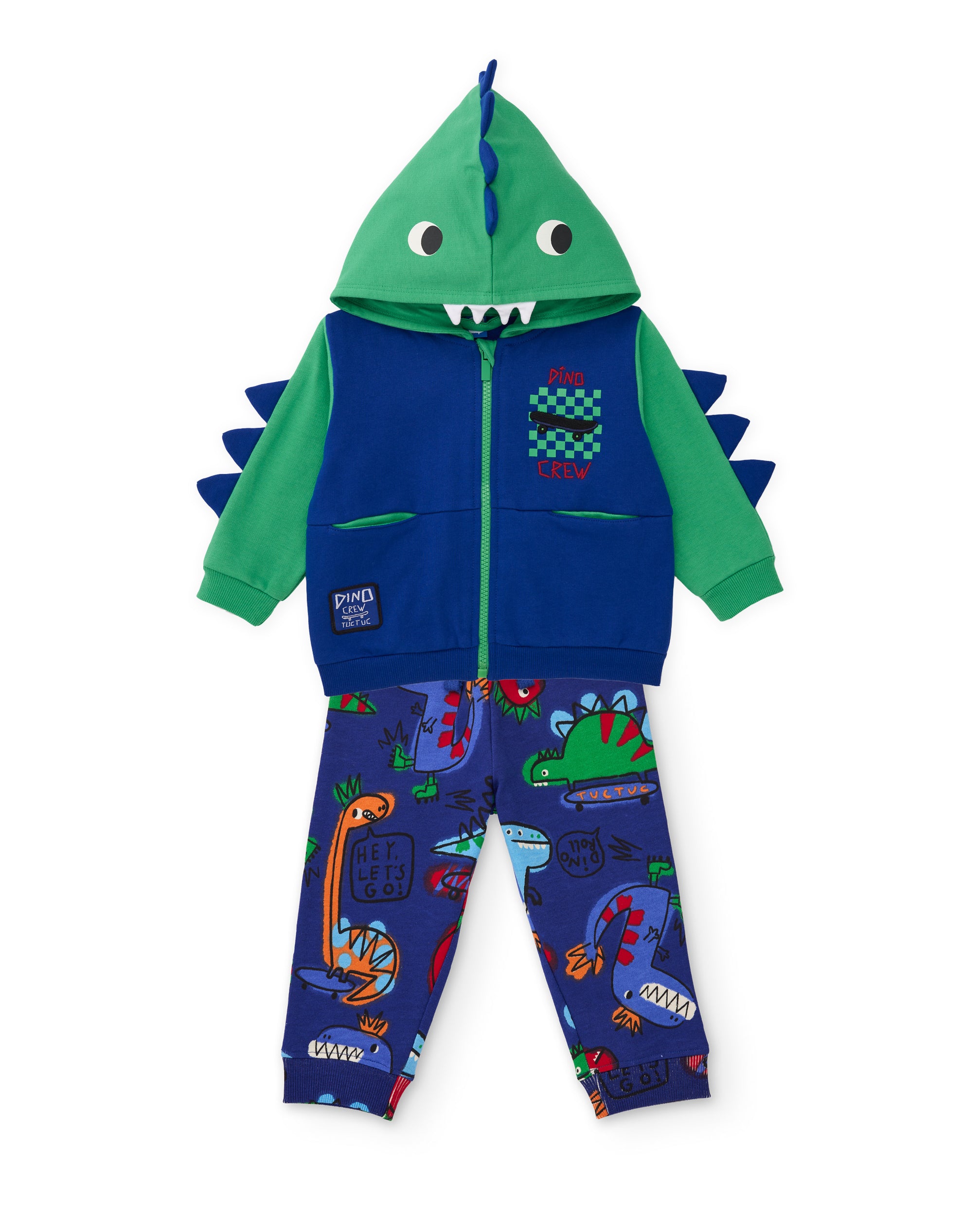 TucTuc Completi Completo Bambino Felpa Zip Blu Dinosauri