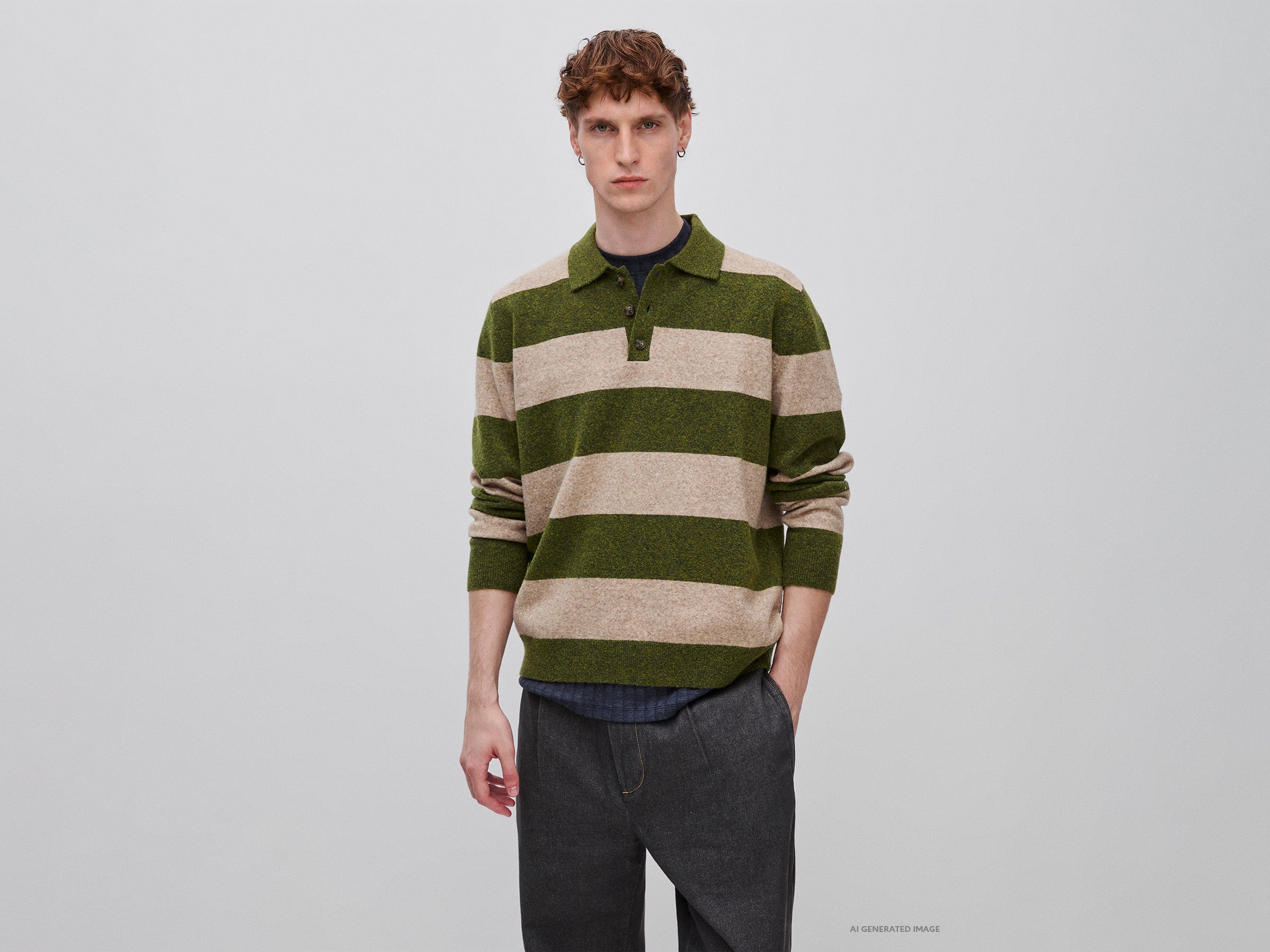 Benetton Sweaters polo maglia lana M righe bicolore