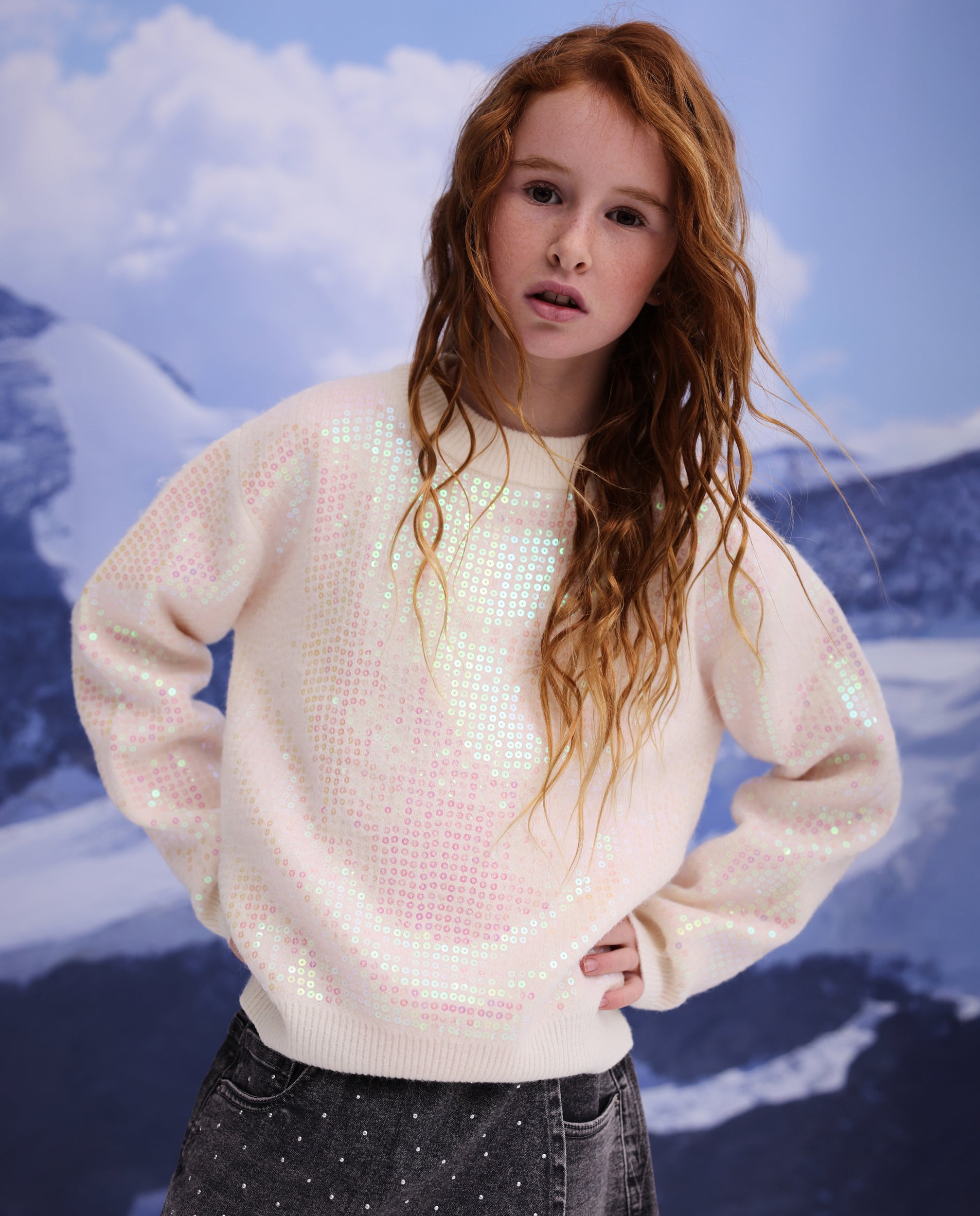 TucTuc Maglioni maglione bambina crudo paillettes girocollo