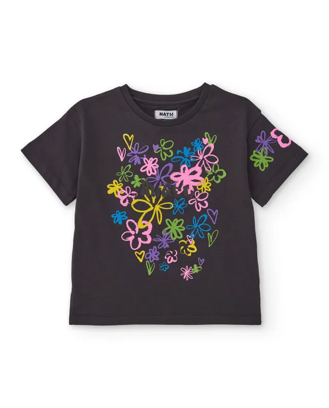 TucTuc Magliette t-shirt bimba lilla maniche lunghe fiori