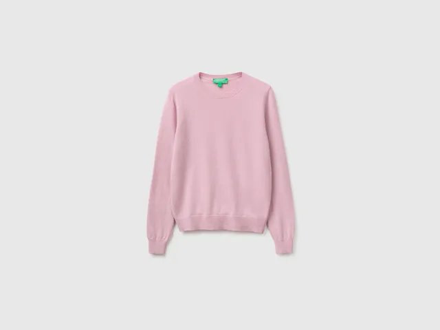United Colors of Benetton maglione girocollo lilla lana merino