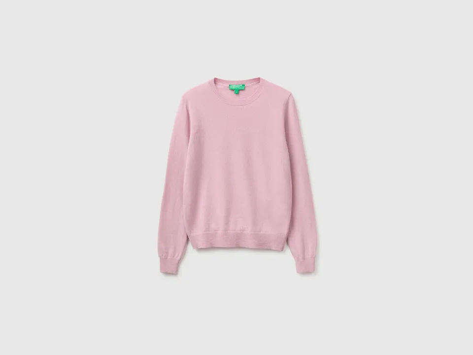 United Colors of Benetton maglione girocollo lilla lana merino
