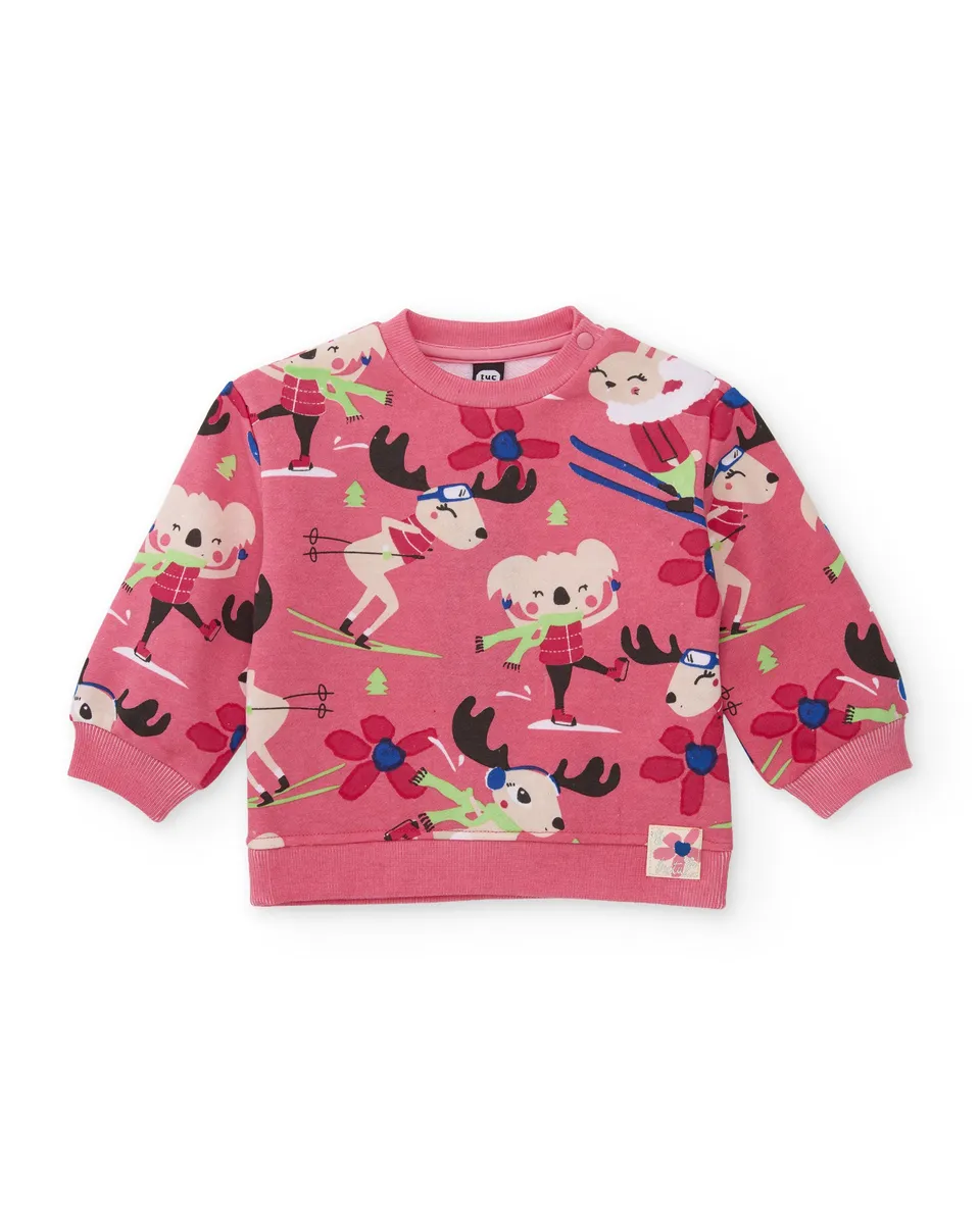 TucTuc Felpe felpa bambina girocollo stampa rosa