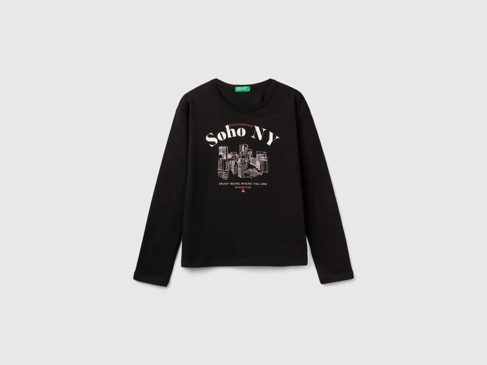United Colors of Benetton T-shirt with slogan print maglietta cotone