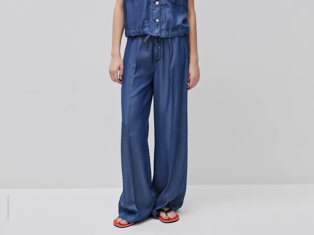 United Colors of Benetton Pantaloni Chambray Lyocell Gamba Larga XS