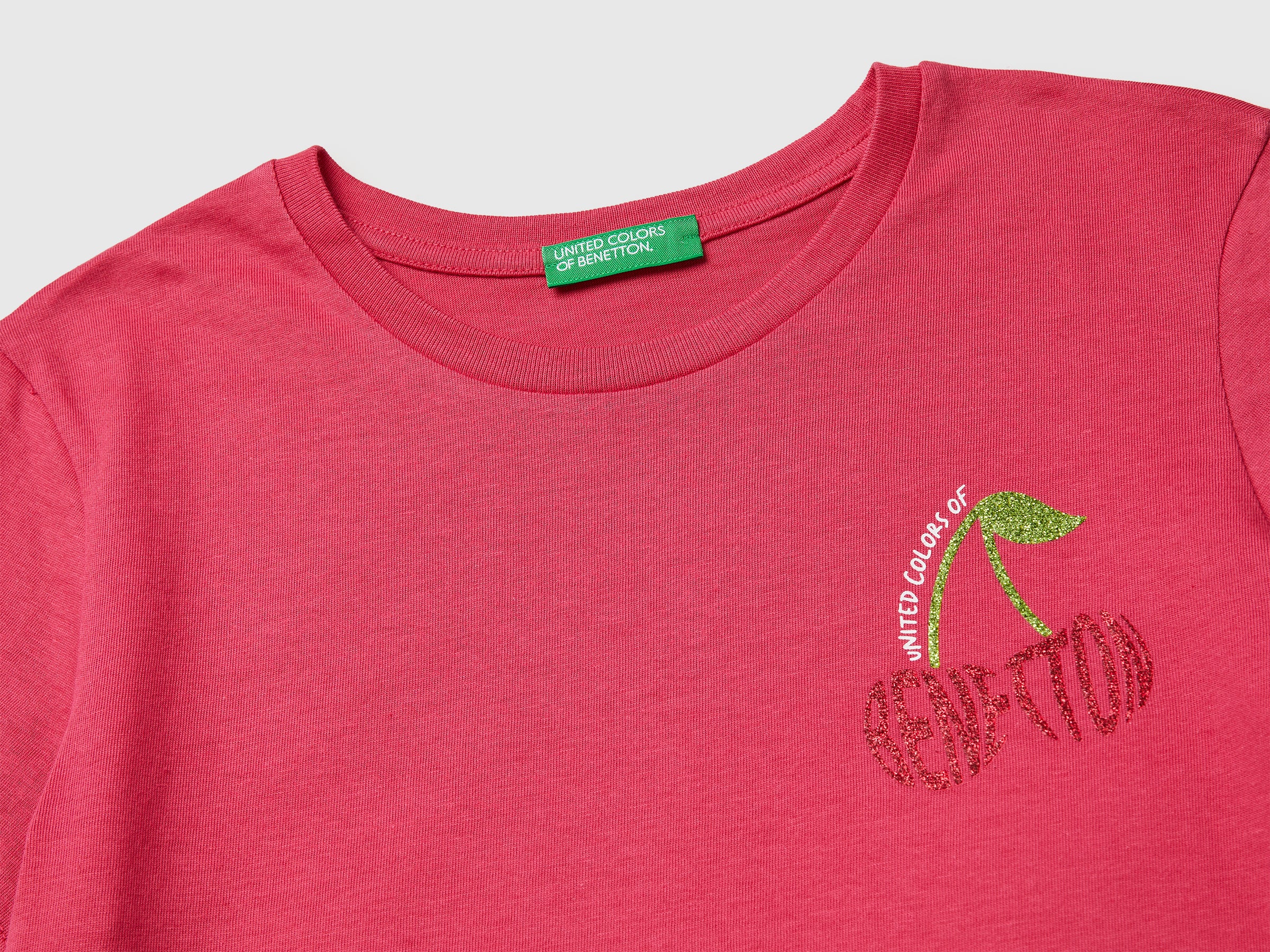 United Colors of Benetton T-Shirt Stampa Glitter Cotone Bio L