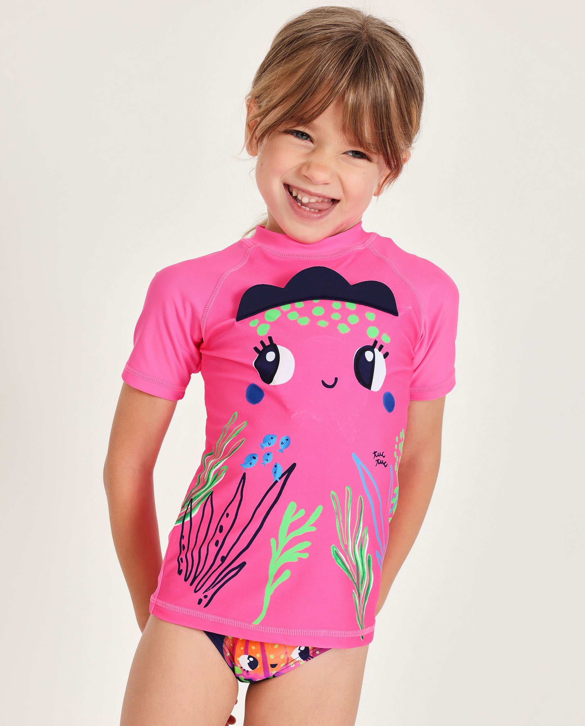 TucTuc Magliette maglietta mare bambina fucsia UPF 50+