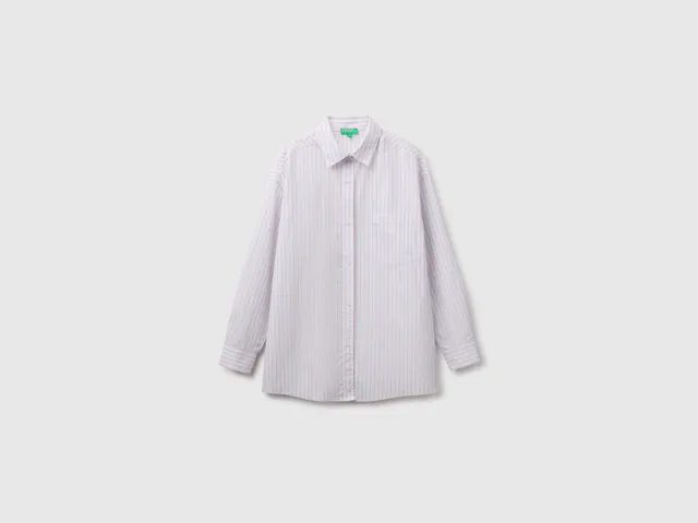 Benetton camicia oversize righe popeline cotone taglia M