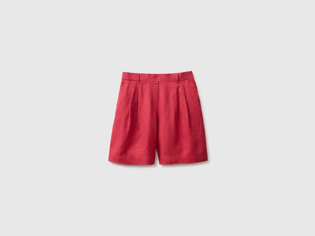 United Colors of Benetton Bermuda Lino Pantaloni Corti Larghi