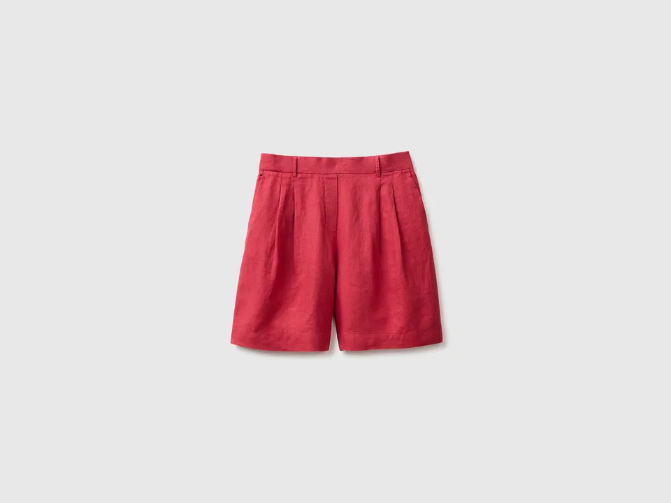 United Colors of Benetton Bermuda Lino Pantaloni Corti Larghi
