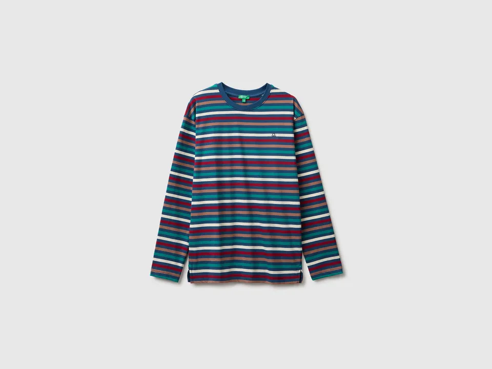 United Colors of Benetton T-shirt righe cotone biologico manica lunga S