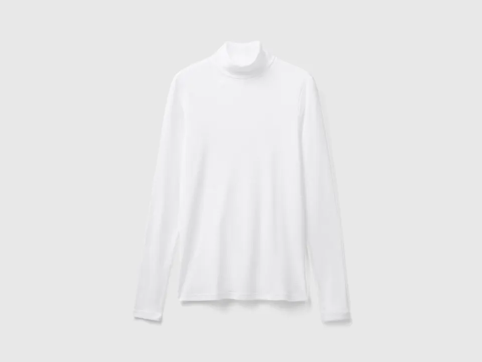 Benetton T-Shirts and Tops Maglia collo alto cotone manica lunga