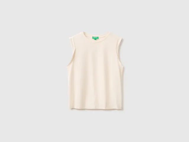 United Colors of Benetton canotta cotone jersey collo girocollo smanicata