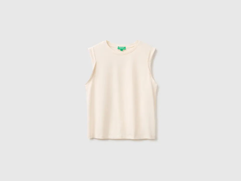 United Colors of Benetton canotta cotone jersey collo girocollo smanicata