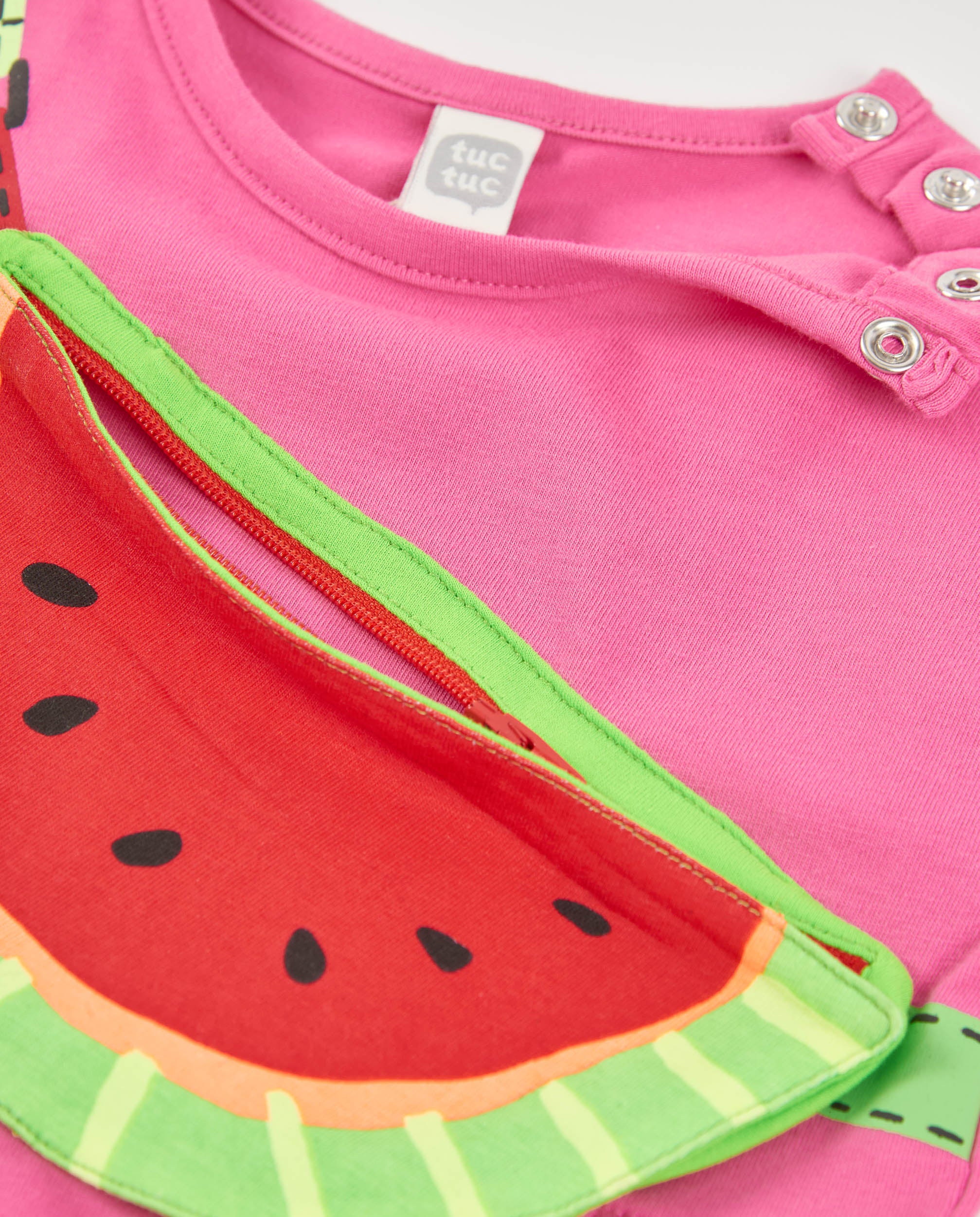 TucTuc Vestiti vestito bambina rosa maglia applicazione anguria