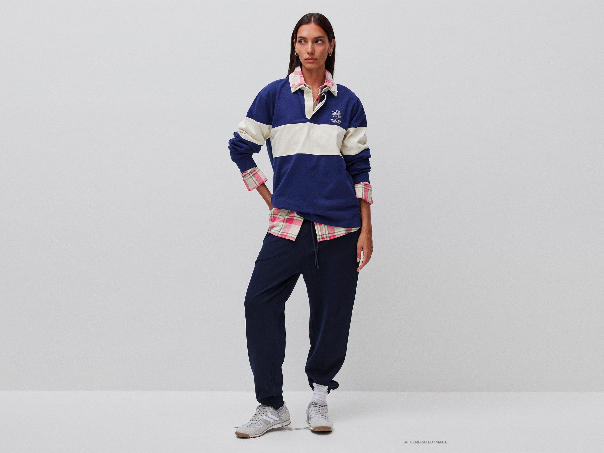 United Colors of Benetton Polos Polo Rugby Blu Cotone L