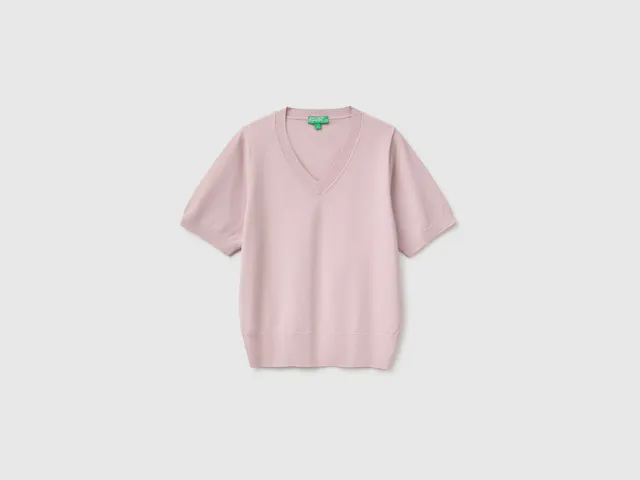 United Colors of Benetton Maglione tricot scollo V viscosa