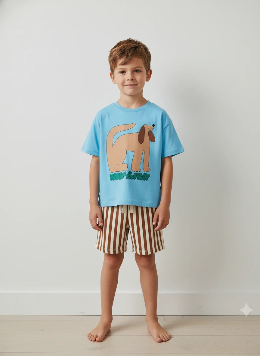 Kocarcia completo bimbo cotone cane t-shirt + shorts 2-3 anni