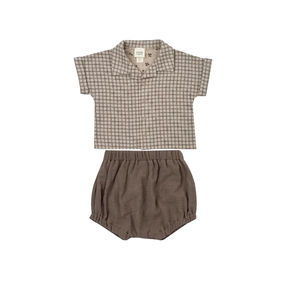 Woolly Organic Baby Sets Muslin Shirt Bloomers completo mussola bio