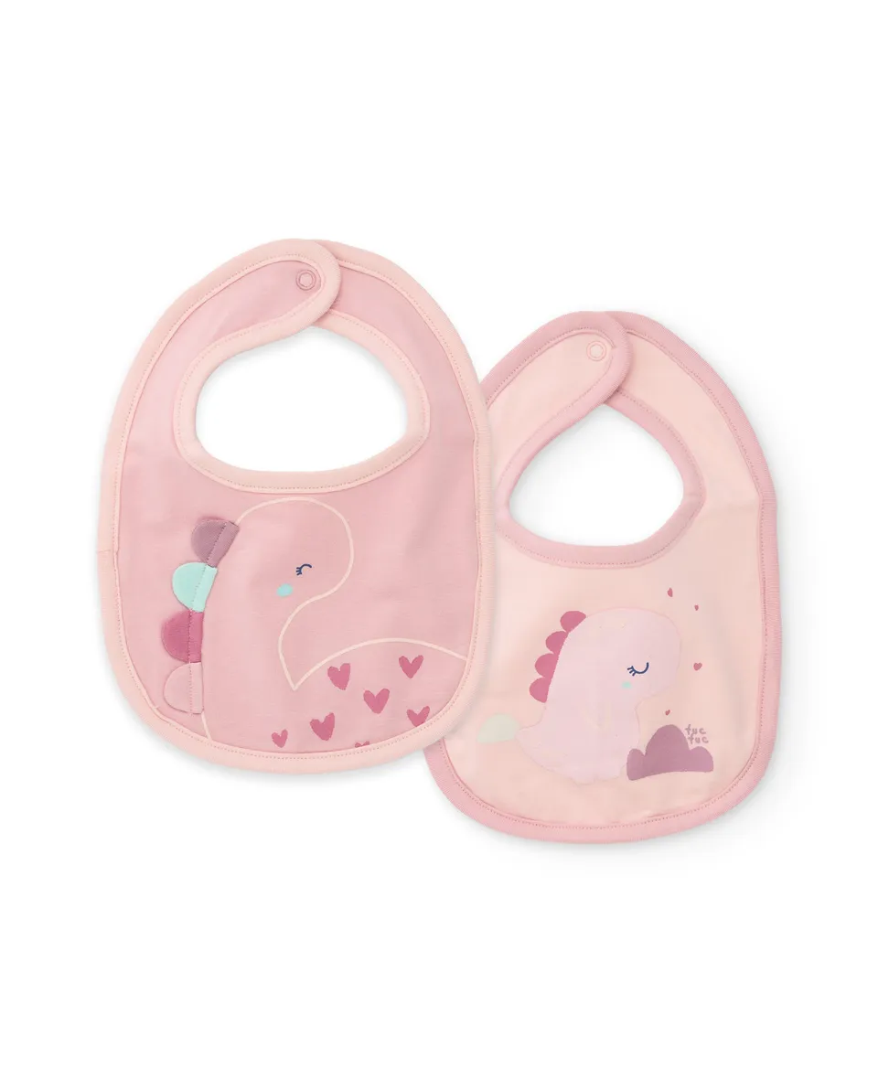 TucTuc Accessori Bavaglini Cotone Neonato Rosa Dinosauro 2pz