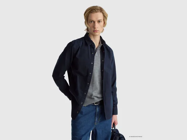 United Colors of Benetton camicia slim cotone manica lunga M