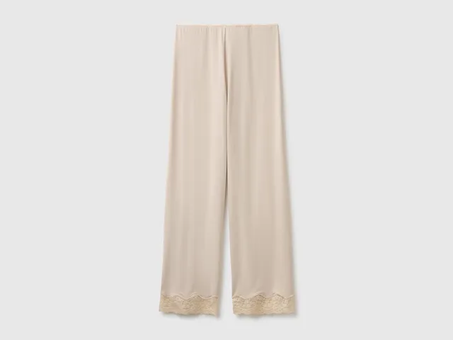United Colors of Benetton Flowing trousers with lace pantaloni pigiama viscosa