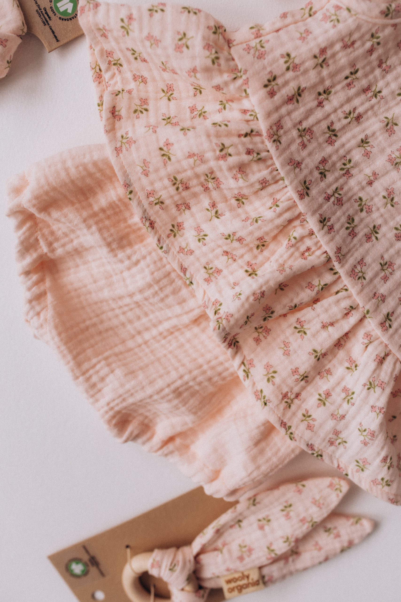 Woolly Organic Baby Sets Girl's Blouse with Bloomers completino Stay in Bloom mussola