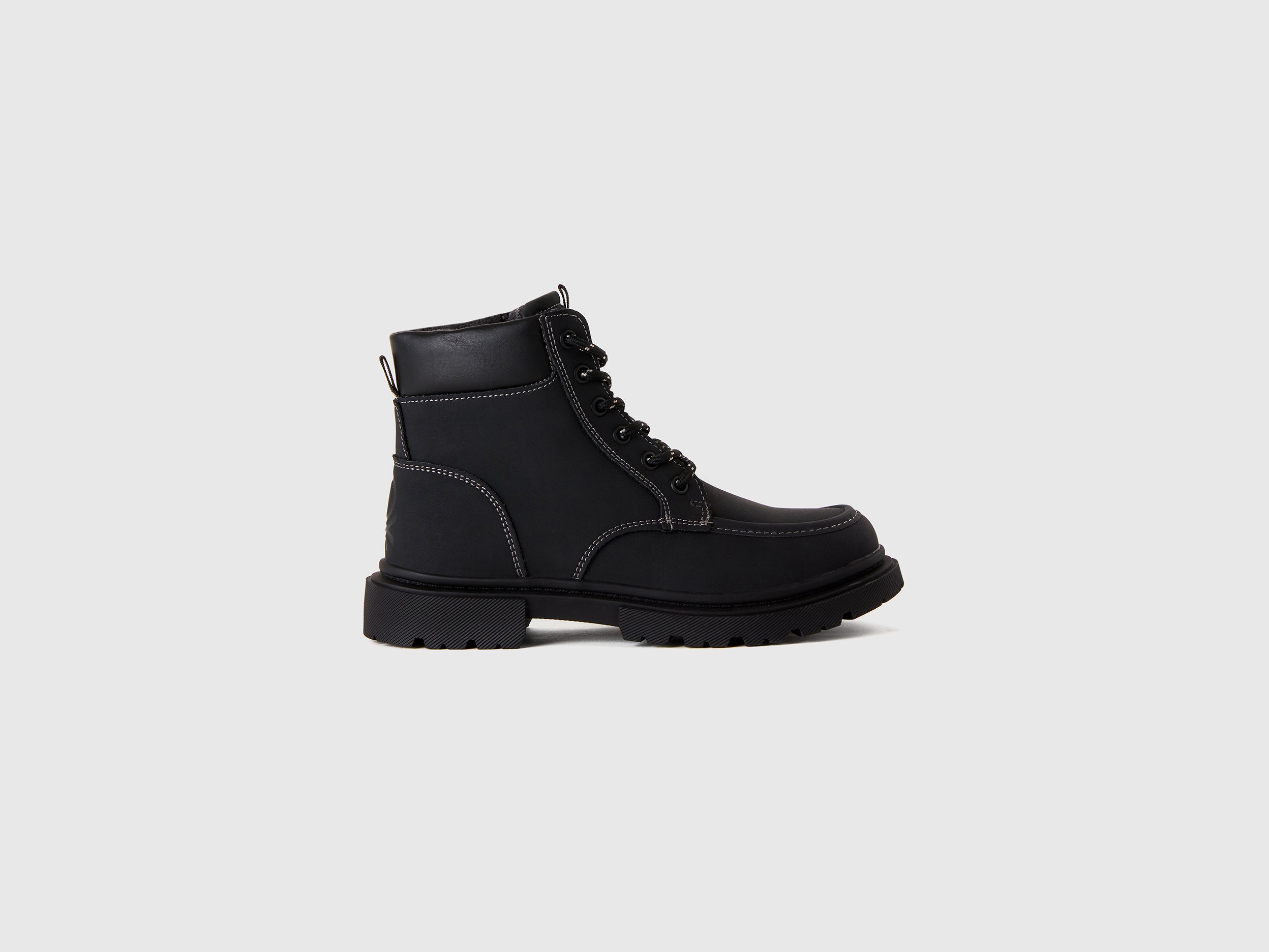 United Colors of Benetton Shoes Anfibi Stringati Neri Zip Gomma