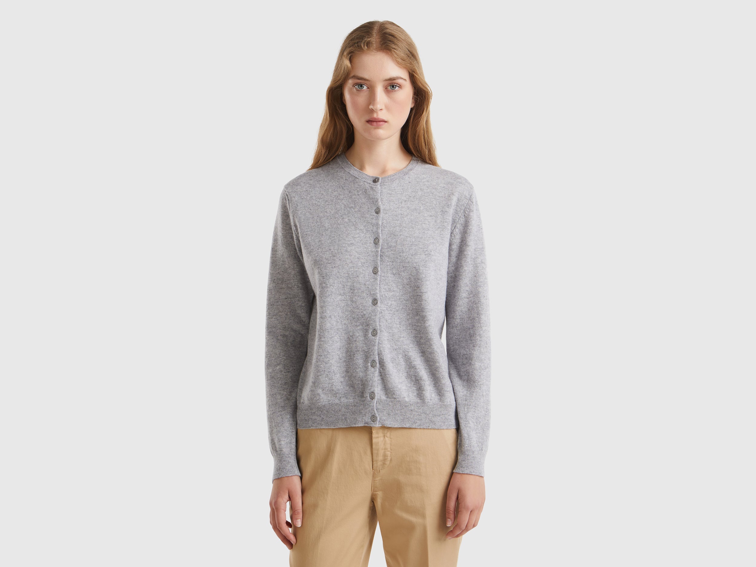 United Colors of Benetton Cardigan lana merino grigio melange