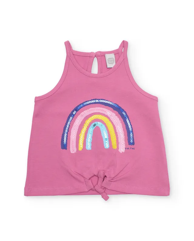 TucTuc Magliette T-Shirt Bambina Rosa Arcobaleno Paillettes
