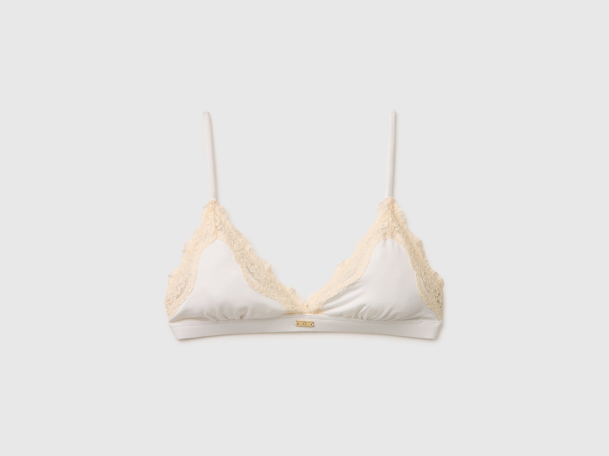 Benetton Reggiseno triangolo seta pizzo coppa B