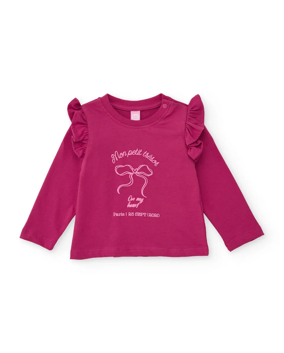 TucTuc Magliette Maglietta Bambina Fucsia 6M in Cotone