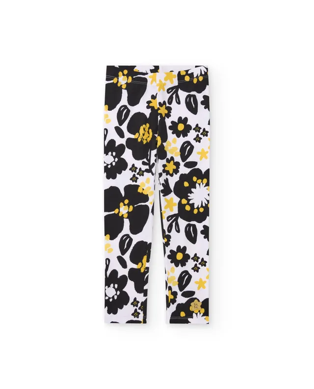 TucTuc Leggings leggings bambina jersey nero stampa floreale