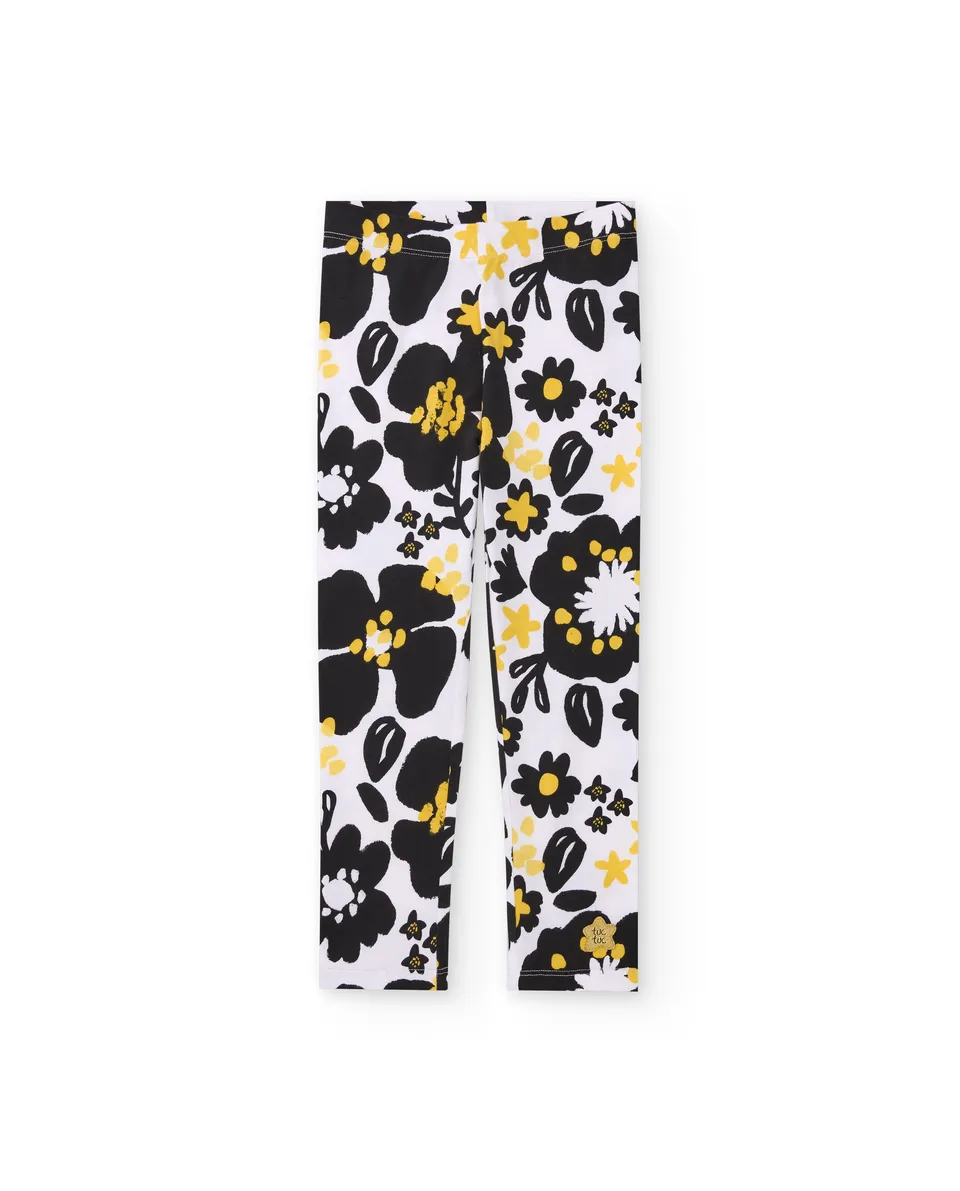 TucTuc Leggings leggings bambina jersey nero stampa floreale