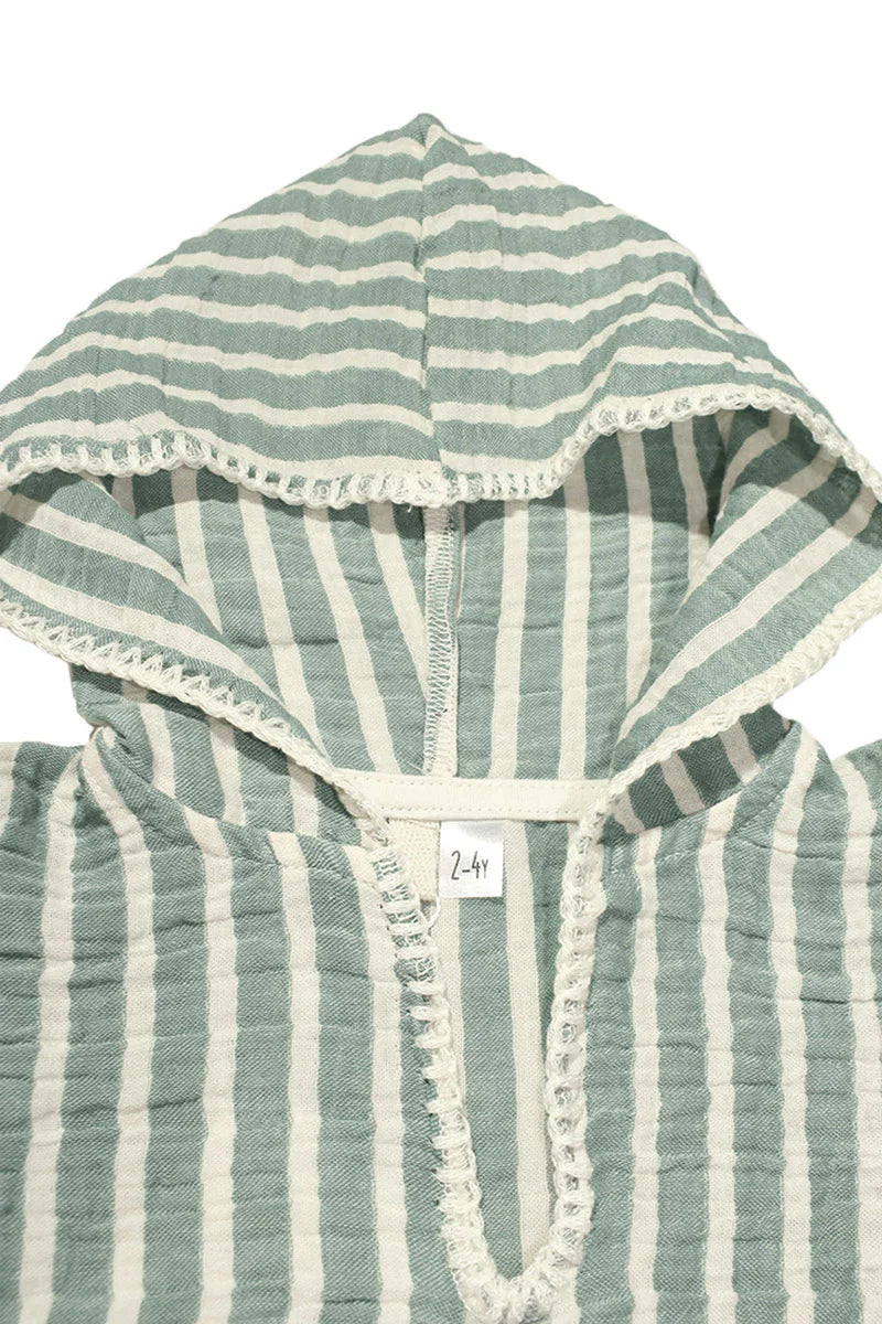 Miela Kids poncho mussola verde righe mare cotone 1-2 anni