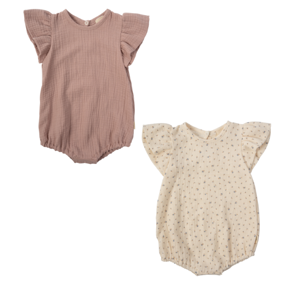 Woolly Organic Muslin Romper pagliaccetto neonato cotone bio