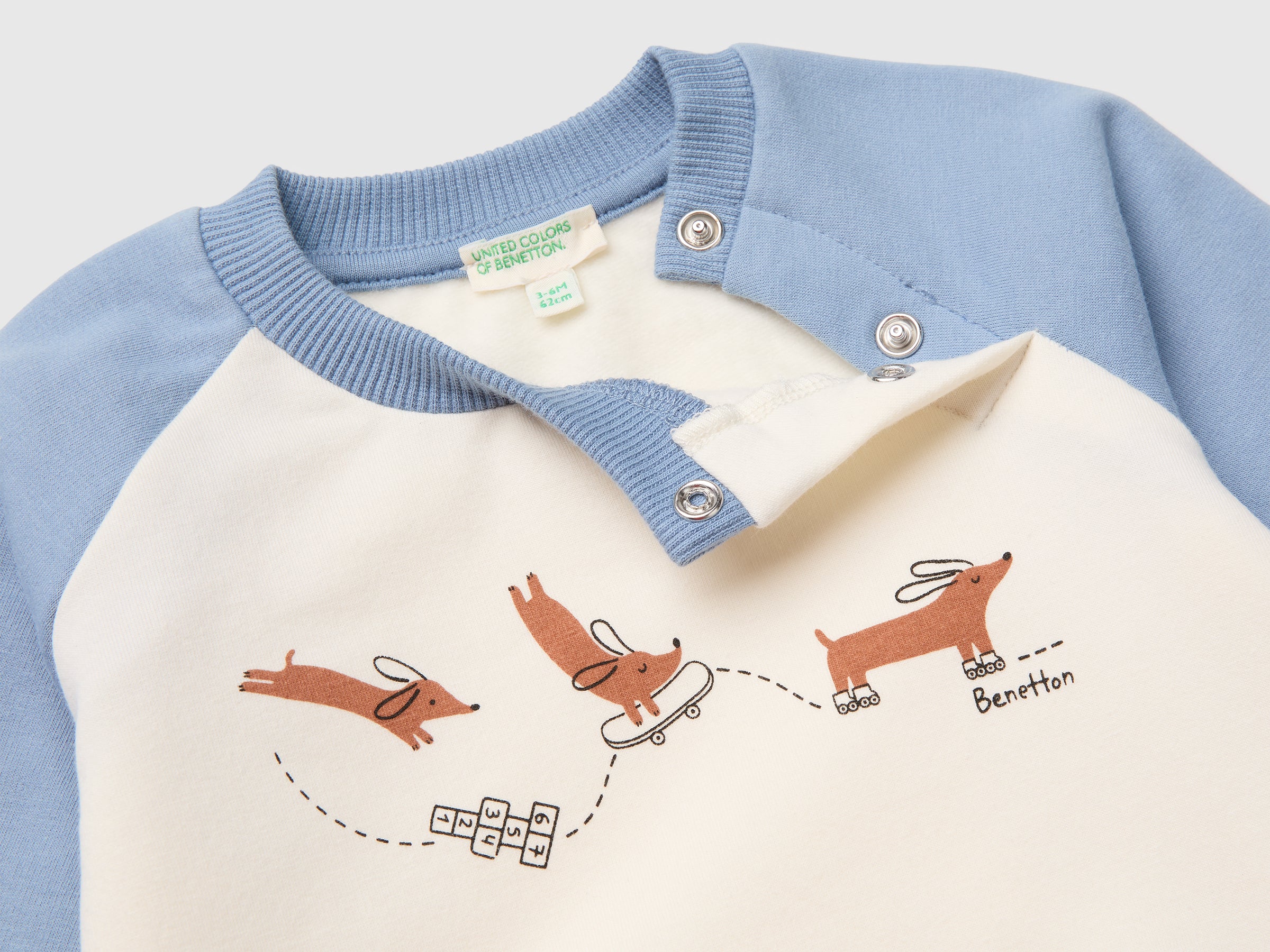 United Colors of Benetton tuta felpa bimbo cotone bio color block