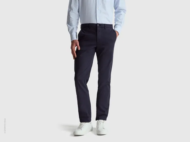 United Colors of Benetton Chino Blu Slim Uomo 50 Cotone