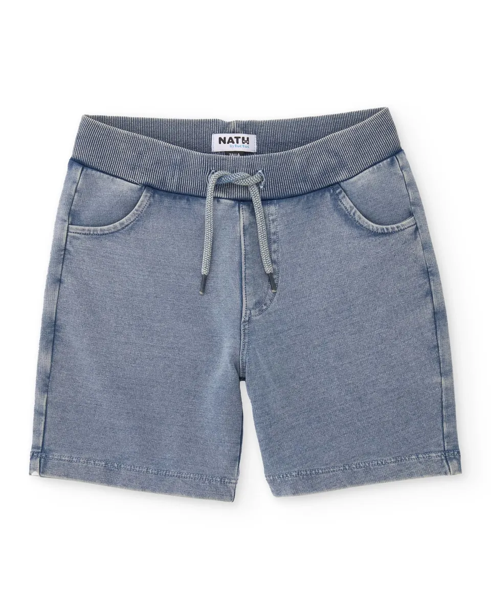 TucTuc Bermuda Bimbo Denim Jeans Elastico Effetto Lavato