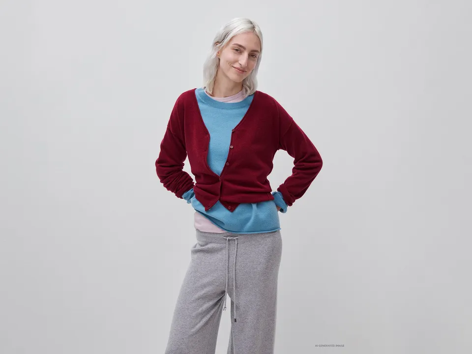 United Colors of Benetton cardigan lana e cashmere scollo a V