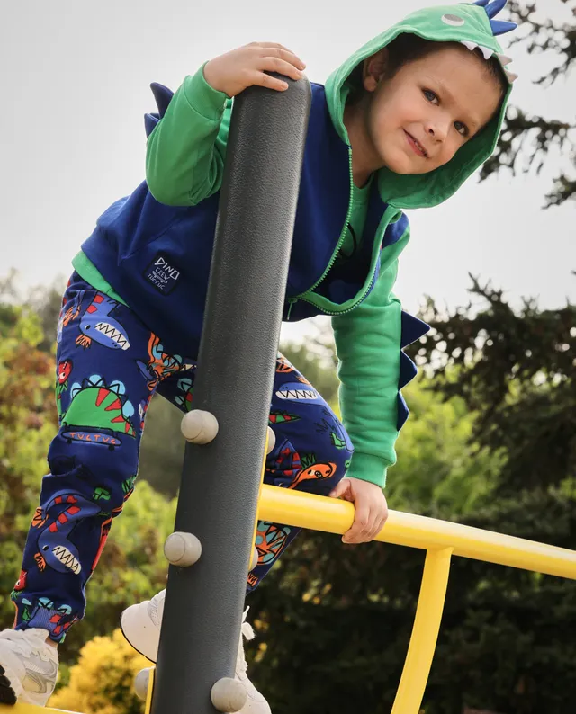 TucTuc Pantaloni Felpa Bambino Blu 4A Dinosauri